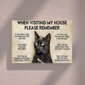 Vintage Cat Sign Artwork - A Purrfect Blend of Nostalgia and Charm